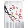 Curtain Chinese Style Flower Bird Sheer Curtains For Living Room Bedroom Kitchen Chiffon Tulle Home El Coffee Decor