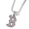 Pendentif Colliers Hip Hop Iced Out Lettre B Pendentif Collier Noctilucent Argent Plaqué avec Corde Chaîne pour Hommes Femmes J230612