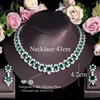 Necklace Earrings Set CWWZircons Luxurious Elegant Green Cubic Zirconia Big Women Wedding Event Costume For Brides T716