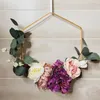 Party Decoration Metal Floral Hoop With Wooden Base For Wedding Table Centerpiece Wreath Flower Garland Home Decor DIY Supplies