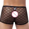 Onderbroek Mannen Visnet Ondergoed Doorzichtige Boxer Slips Mannelijke Sexy Slipje Erotische Lingerie Transparante Mesh Shorts Dun