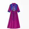 Sukienki swobodne vintage etniczny styl letni sukienka Kobiety haft wielki długoto