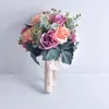 Dekorativa blommor rosa lila serier Artficial Flower Rose Bouquet Home Wedding Festival Decoration Friend Gift