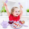 Dinnerware Sets Silicone Baby Feeding Set Dinner Plate Auxiliary Bowl Spoon Adjustable Bib Infant Self Eating Utensil Weaning Supplies