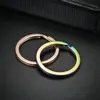 DIY Flat Split nyckelringar 20 25 30mm 304 Rostfritt stål Runda cirkelnyckelknappar Tillbehör Rose Gold Black Blue Colorful Color for Pendant Car Keychain Chain Making