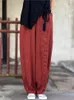 Pantalon féminin Femmes Printemps Summer Linet Élastique Taies Loues Vintage Vintage Color Couleur Femme 2023
