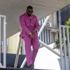 Abiti da uomo Abbigliamento da uomo Blazer 2 pezzi fucsia con cintura Abito classico da indossare tutti i giorni Costume casual Homme Giacca da uomo Set grande e alto