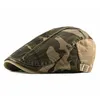 Berets Cotton Spring Camouflage Printing Bertet Men Flat Top Women's Paint Hat G220612