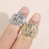 Pierścienie luksusowy projektant palca Pierdzież wysokiej jakości utwardzony pełny cZ Stone złoto srebrne punkowe style Hip Hop Men Pierścień na imprezę hurtową biżuterii
