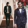 New Handsome Groom Smoking da sposa Risvolto con visiera Slim Fit Doppio petto Groomsmen Wear Formal Party Prom Uomo Suit Blazer Jacket Pants