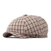 Bérets 2023 coton printemps été Plaid nouvelles garçons plat octogonal chapeau mâle et femme peintre béret 03 G230612