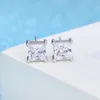 Boucles d'oreilles en argent 925 pour femmes Boucles d'oreilles en zircon plaqué platine 18 carats Boucles d'oreilles hypoallergéniques carrées en os d'oreille pour femmes et hommes Bijoux de luxe de créateur