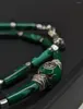Chaînes Amorita Argent 925 Malachite naturelle originale avec pendentif en glaçure goutte pouvant être pliée pour porter un collier de niche de luxe léger