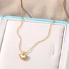 Minimalistische Herz-Anhänger-Halskette für Frauen, Edelstahl-Kette, Schlüsselbein-Halsketten, Halsband, Modeschmuck, Geschenk