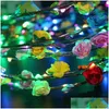 Coroas de flores decorativas Piscando Led Hairbands Cordas Glow Flower Headbands Light Party Rave Floral Hair Garland Luminou Dhjf4