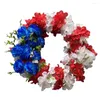 Decorative Flowers Fourth Of July Wreath Americana Decor Independence Day Garland National Flag Color Decoration For Front Door Window Wall