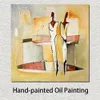 Abstract Canvas Art Party of Deux Handcrafted Oil Painting Modern Decor for Studio Apartment