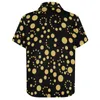 Men's Casual Shirts Gold Polka Dot Spots Print Vacation Shirt Summer Fashion Blouses Male Pattern 3XL 4XL