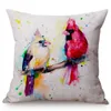 Pillow Bird Style Nordic Splatter Art Print Home Decor Pillows Case Woodpecker Titmouse Fairy Sparrow Cotton Linen Sofa Cover