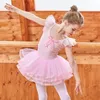 Dancewear Pink Yellow Tutu Dress Girls Gymnastics Leotard Dancewear Clothes Children Ballerina Costume Party Fancy Dress 230612