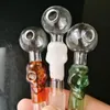 Fabricación de pipas de vidrio para fumar Bongs soplados a mano Esqueleto de color Boca esmerilada Olla de ebullición directa