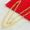 Europese Hip Hop Vergulde Koperen Ketting Vacuüm Plating Imitatie Gouden Ornament Curb Kettingen Meer Maten Drie-Kamer Ketting Kwaliteit