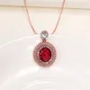 Pendentif Colliers Magnifique Ovale Rouge CZ Collier Femmes pour la Cérémonie De Mariage Partie Plein Dazzling Cubic Zirconia Lady's Neck Jewelry R230612