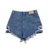 Frauen Shorts Niet Jean Frauen Sommer Hohe Taille Lose Breite Bein Weibliche Vintage Punk Stil Sexy Damen Streetwear Hosen grils