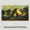 Pop Canvas Art Landscape Landschaft MIT WASSERMUHLE UND WAGEN. 1879 Henri Rousseau Måla handgjorda moderna vardagsrumsdekor