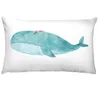 Oreiller 30x50cm océan Illustration imprimé taille taie d'oreiller dessin animé baleine décoration décor à la maison canapé étui