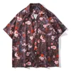 Retro Ölgemälde Dunkelgrün Floral Kuba Männer Shirts Button Up Shirt Streetwear Damen Tops Mode Sommer Strand Lose