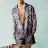 Herrspårar Summer 3D Printing Cuban Collar Men's Loose Shirt Set Fashion Set mest prisvärda uppsättningar 230612