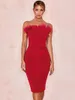 Casual Dresses Vintage Party Dress Sexig Bodycon Bandage Feather Women Wedding Streetwear