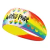 Rainbow pannband Färgglada ränder hbt -svettband PRIDE PRIDBAND Stretchy Athletic Ear Protection Head Wraps Unisex för att köra träning