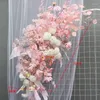 Flores decorativas Fila de flores artificiais Pendurado Fundo de festa de casamento Decoração de arco Champanhe Rosa Planta verde Estrada Chumbo Bola floral Adereços