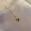 Pendant Necklaces LUCKY99 New Fashion Titanium Steel Four Leaf Clover For Women Simple Plating Golden Shell Jewelry R230612