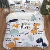 Set di biancheria da letto Simpatico cartone animato dinosauro Stampa Set di biancheria da letto in poliestere Bambino Copertine per bambini Ragazzi Set di biancheria da letto per adolescenti set di biancheria da letto king size Z0612