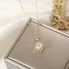 Pendanthalsband Fashion 360 Rotertable Sun Flower Necklace For Women Charm Zircon Wedding Party Jewelry Anxiety Relief Accessories Gfit R230612