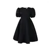 Party Dresses Fashion Elegant Evening Dress Women 2023 Summer Puff Short Sleeve Midi White Prom Clothes Robe Black Vestidos