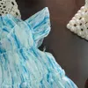 Kız elbiseler yaz mavi kızlar elbise prenses doğum günü partisi çiçek kız bebek gündelik çocuk kıyafetleri