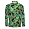 Camisas informales para hombre, camisa estética de hojas tropicales de la jungla, blusas frescas de primavera con estampado de pájaros para hombre, Top de gran tamaño con diseño de manga larga