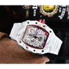 Richarmill 2024 Luksusowe zegarki Top Wersja Digite Dial szkieletu WSZYSTKIE RICHAD FIBER Wzór obudowy Japan Sapphire Mens Guma Designer Sport FZ9Q Swiss ZF Factory