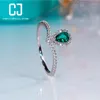 Cluster Ringen Luxe 925 Sterling Zilver Emerald 5A Zircon Diamond Ring Fancy Color Teardrop Noble Ruby Crown Elegante Bruiloft Fijne Sieraden