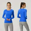 LU-01 lulus citron 1.0 Fitness T-Shirts sans couture femmes Yoga haut court gymnase à manches longues sport t-shirt d'entraînement Blouses vêtements de sport féminins