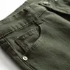 Jeans pour hommes vert militaire pour hommes décontracté grand déchiré taille moyenne couleur unie pantalon mince Hip Hop moto tendance vêtements