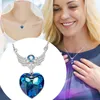 Цепи женские ожерелья персонализируют крылатое голубое хрустальное ожерелье сердца для женщин Мемориальное подвесное подарки