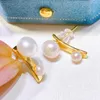 Stud Earrings Natural Freshwater Double Pearl Fashion 3-4mm 6-7mm Beads Jewelry Gifts