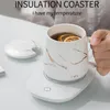 Kuddar uppvärmningskoppmatta USB -driven termostatisk gravitationssensor Coaster Warmer värme kopphållare mattmatta mugg värmare kaffemugg kopp varmare