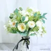 Dried Flowers White Rose Artificial High Quality Peony Bouquet for Christmas Home Wedding Decoration DIY Craft Silk Fake