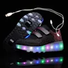 Athletic Outdoor Two Wheels Luminous Sneakers LED Light Roller Skate Shoes For Children Barn Pojkar Girls Up With Wheels Shoe 230609